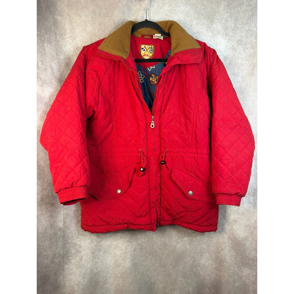 Vintage L.L. Bean Quilted Red Primaloft Winter‎ Jacket Women's Petite Med Ski